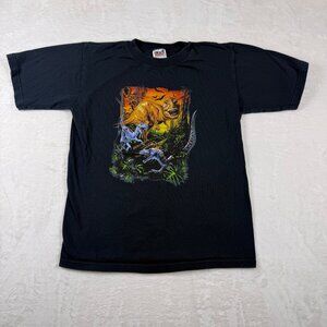 Vintage Dinosaur Graphic T Shirt Black Youth Boys Large 90s Nature